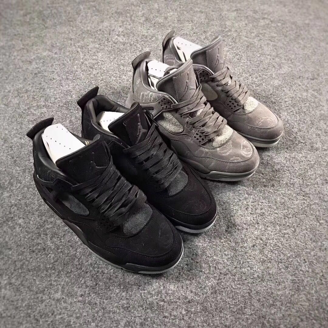 Women KAWS x Air Jordan 4 Black&Grey Combined Pakcage